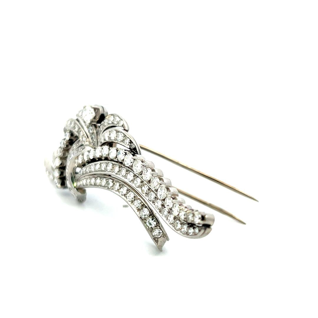 4.05 Carat Circular Brilliant Cut and Baguette Diamond Platinum Pin Brooch
