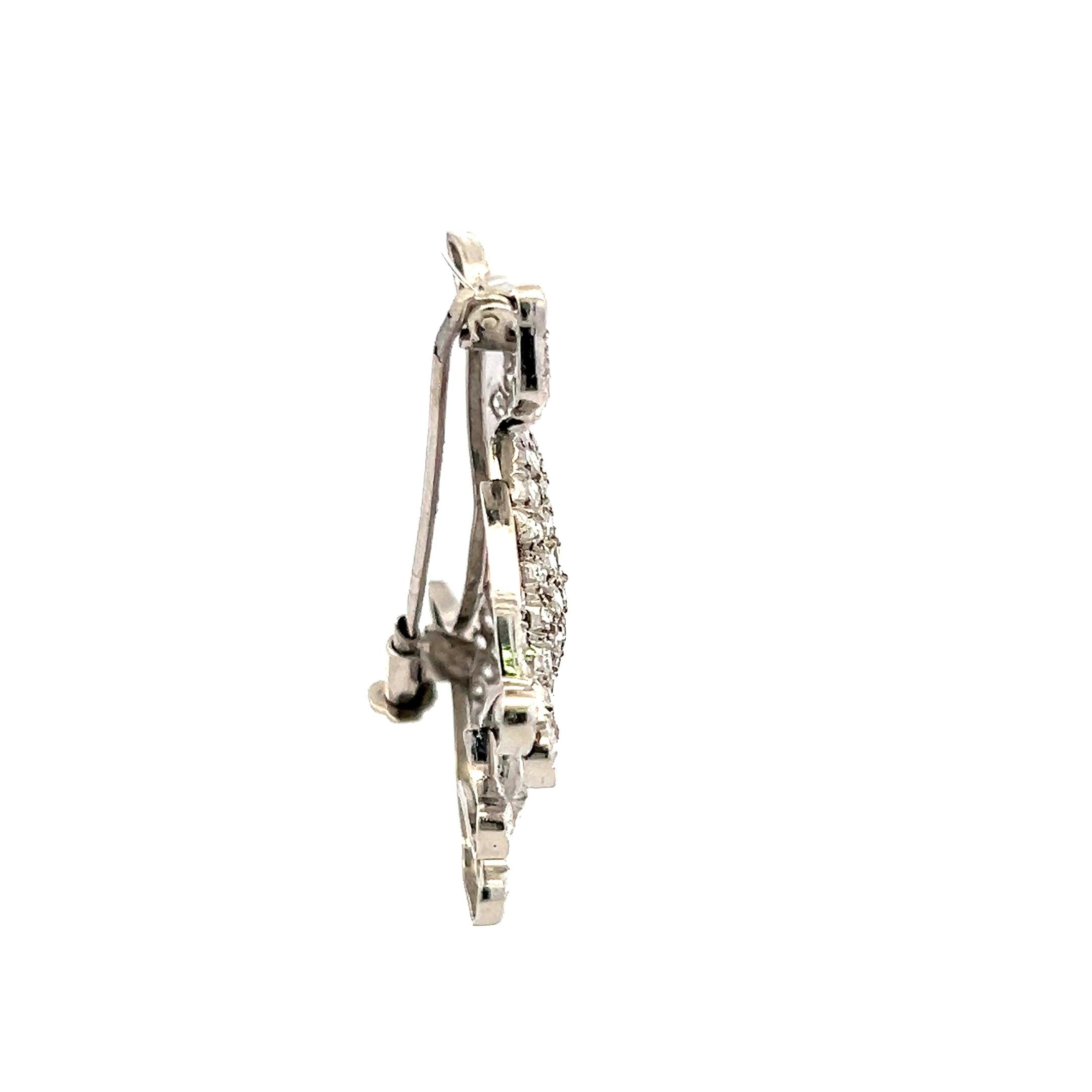 3.00 Carat Round Diamond 0.02 Carat Ruby 18 Karat White Gold Pin Brooch