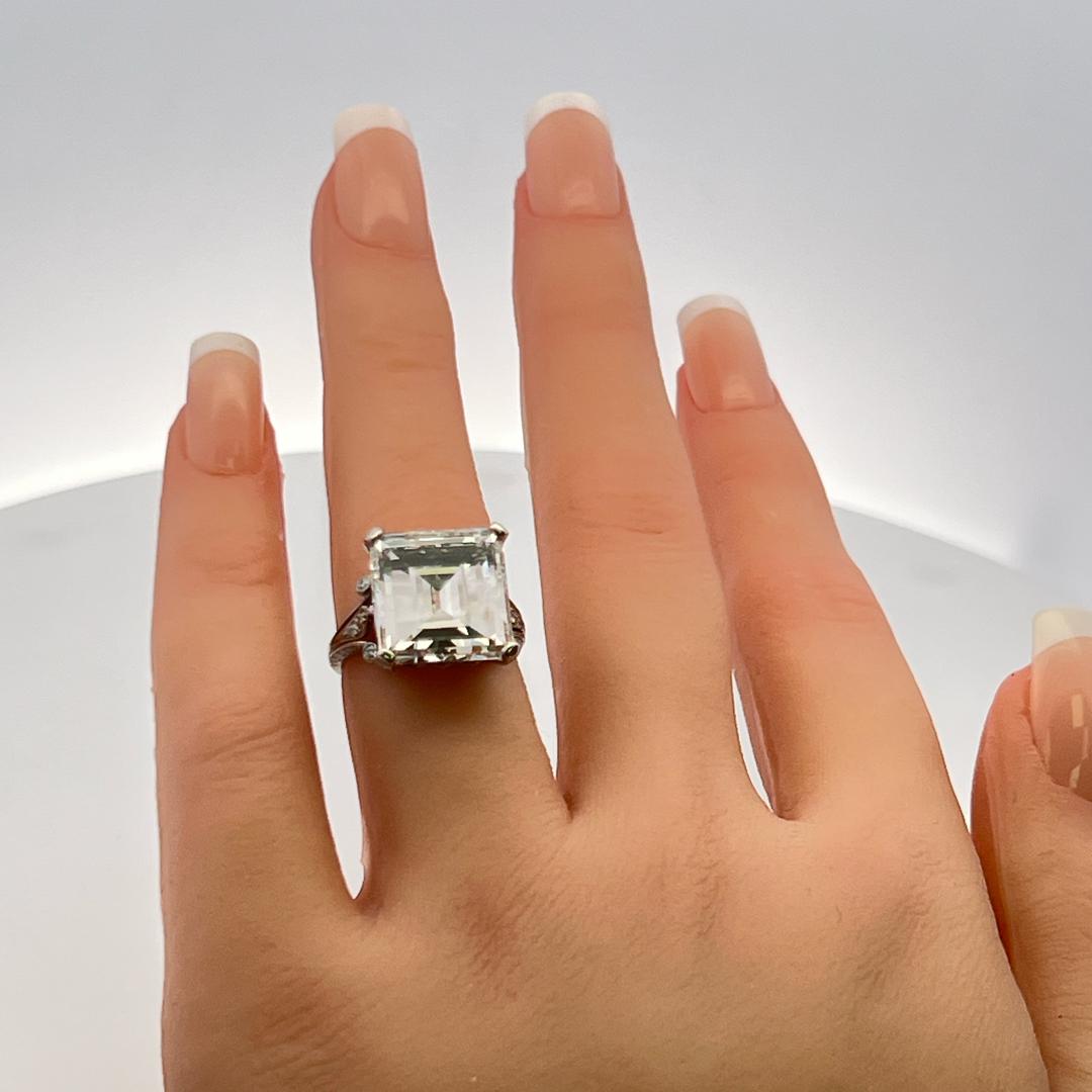 10.14 Carat Asscher Cut and Round Brilliant Diamond Platinum Engagement Ring