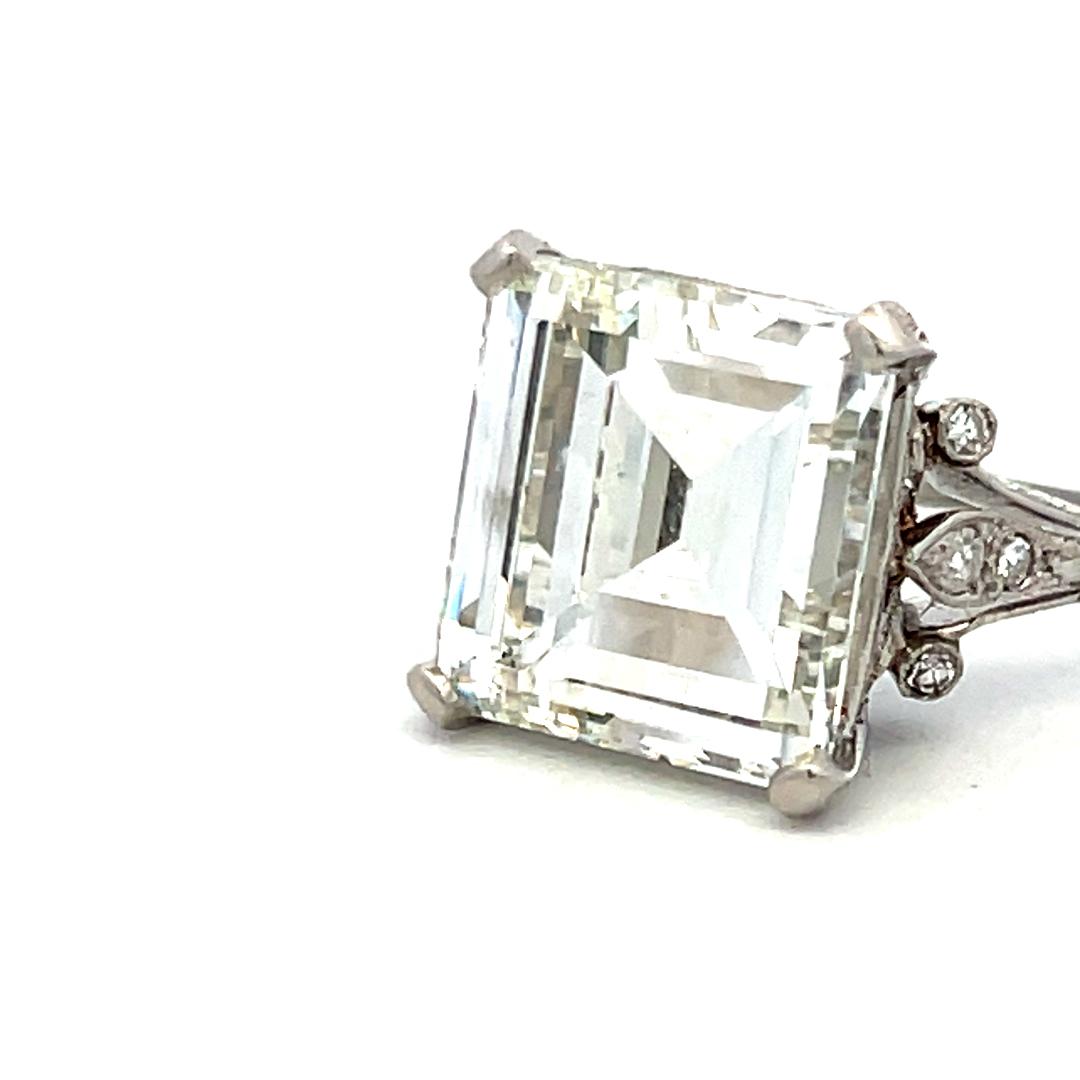 10.14 Carat Asscher Cut and Round Brilliant Diamond Platinum Engagement Ring
