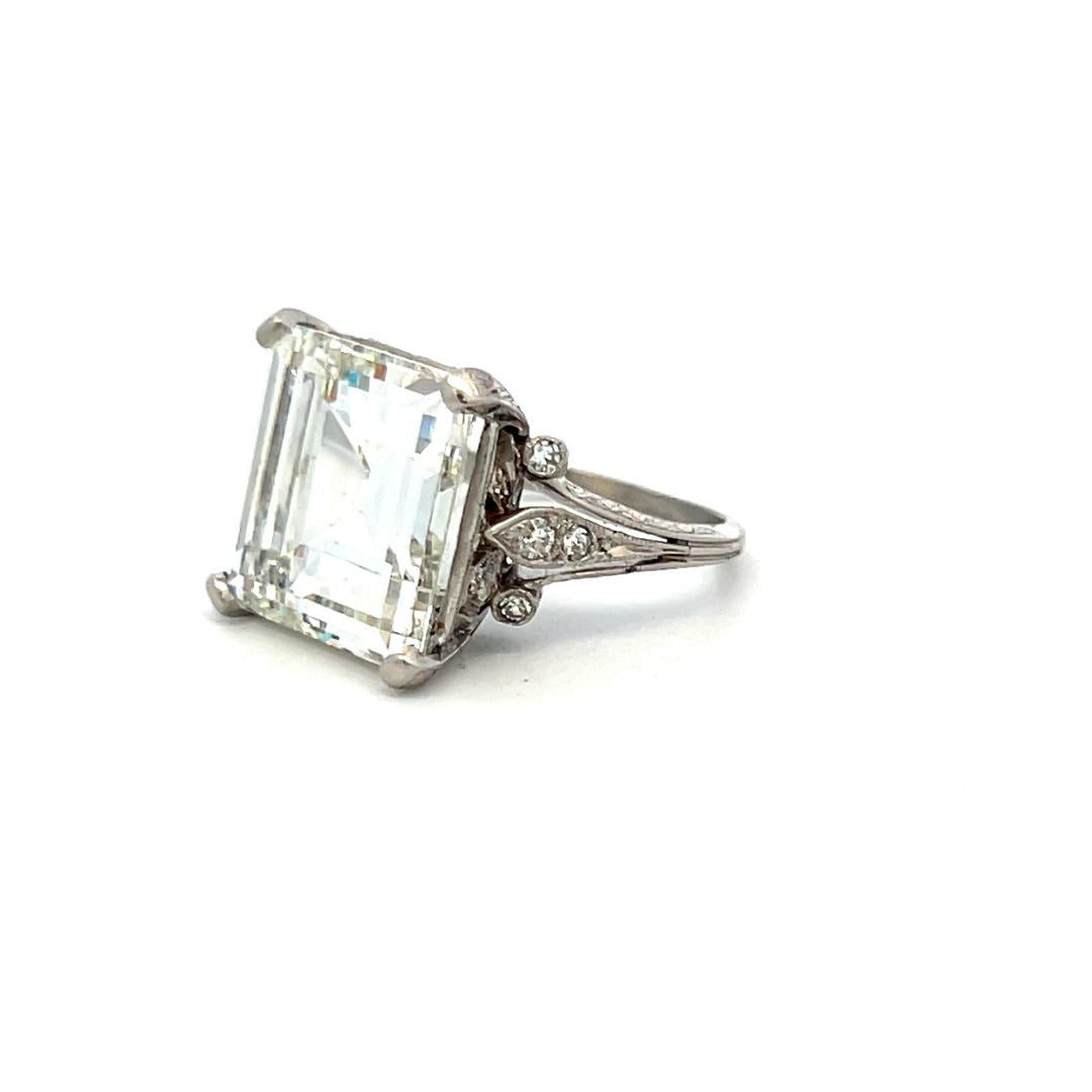 10.14 Carat Asscher Cut and Round Brilliant Diamond Platinum Engagement Ring