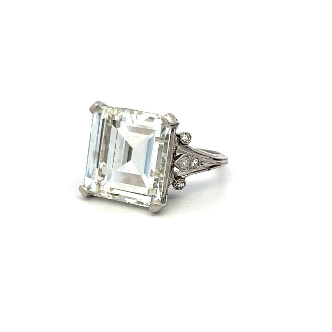 10.14 Carat Asscher Cut and Round Brilliant Diamond Platinum Engagement Ring