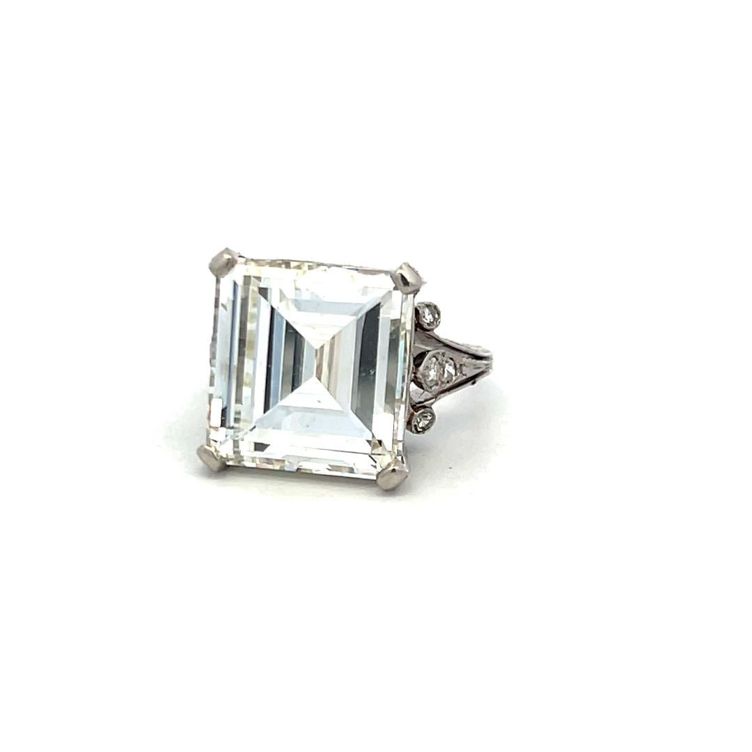 10.14 Carat Asscher Cut and Round Brilliant Diamond Platinum Engagement Ring