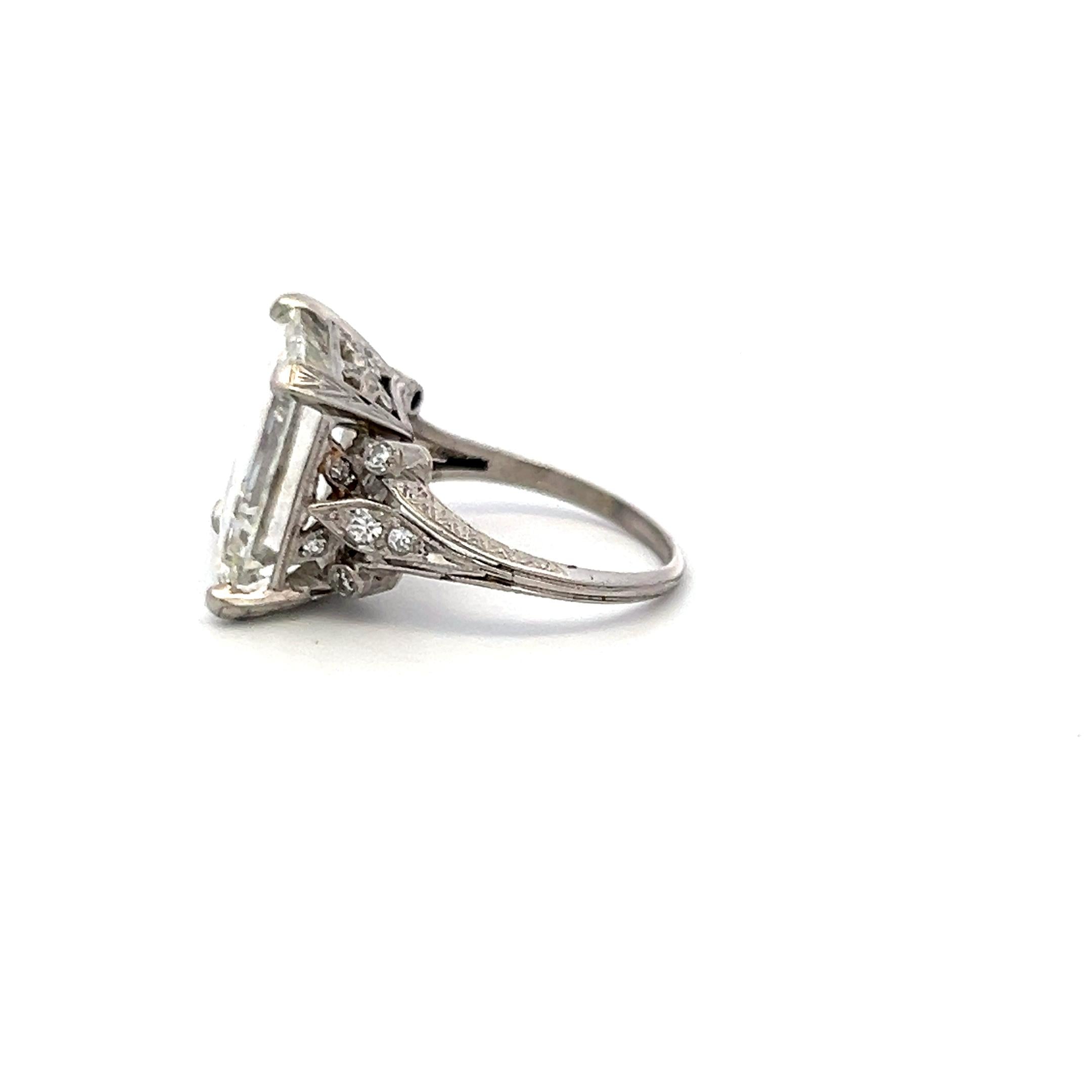 10.14 Carat Asscher Cut and Round Brilliant Diamond Platinum Engagement Ring