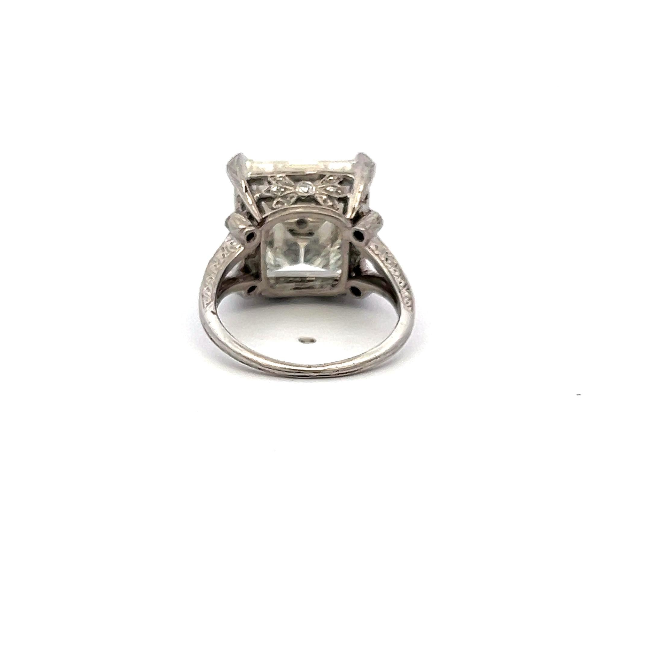 10.14 Carat Asscher Cut and Round Brilliant Diamond Platinum Engagement Ring