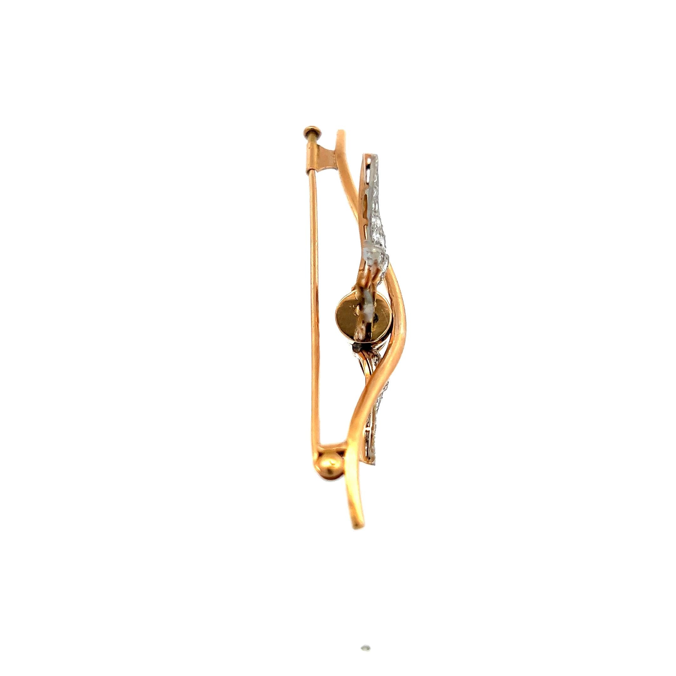 1.19 Carat Circular Brilliant Cut G VS Diamond 18 Karat Rose Gold Pin Brooch