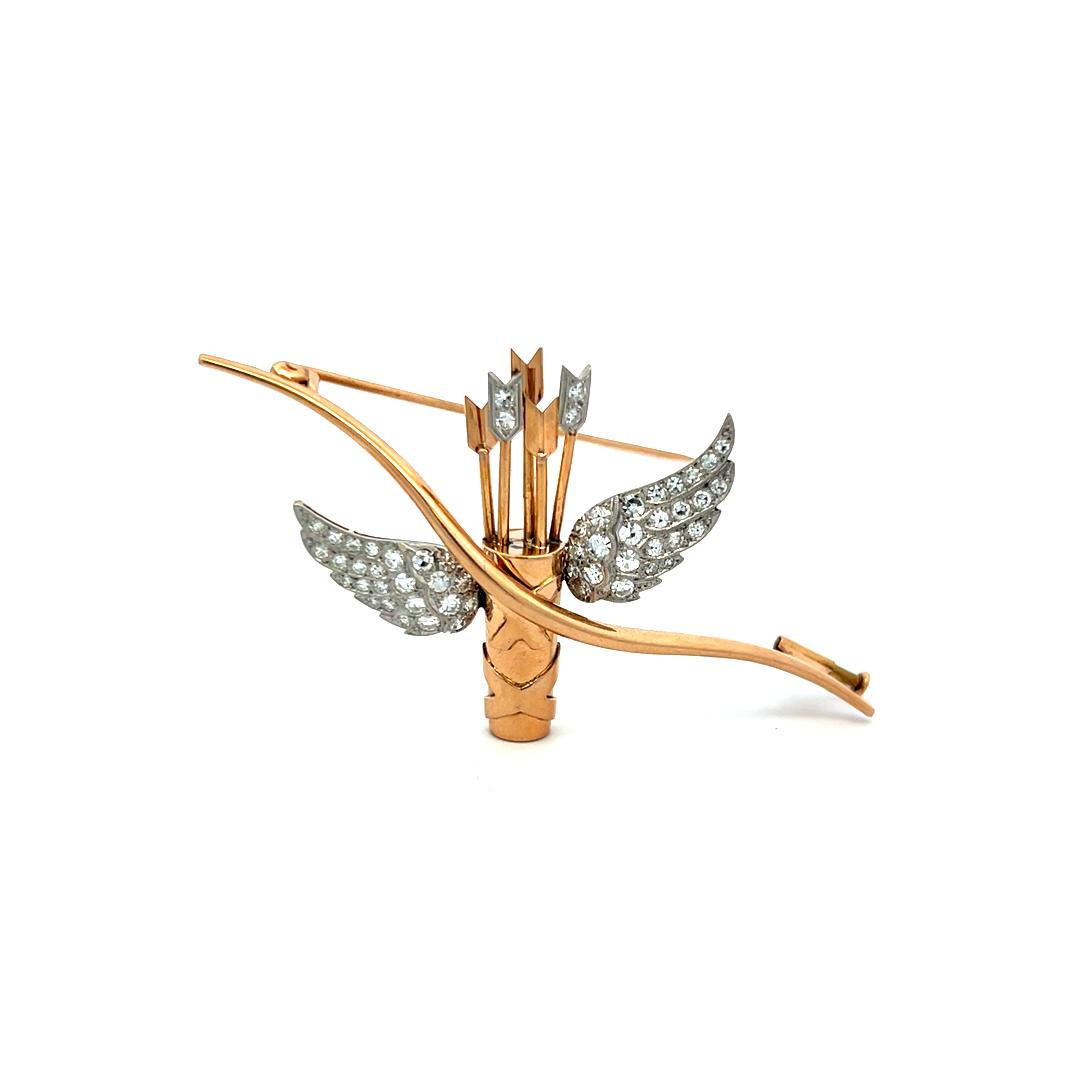 1.19 Carat Circular Brilliant Cut G VS Diamond 18 Karat Rose Gold Pin Brooch