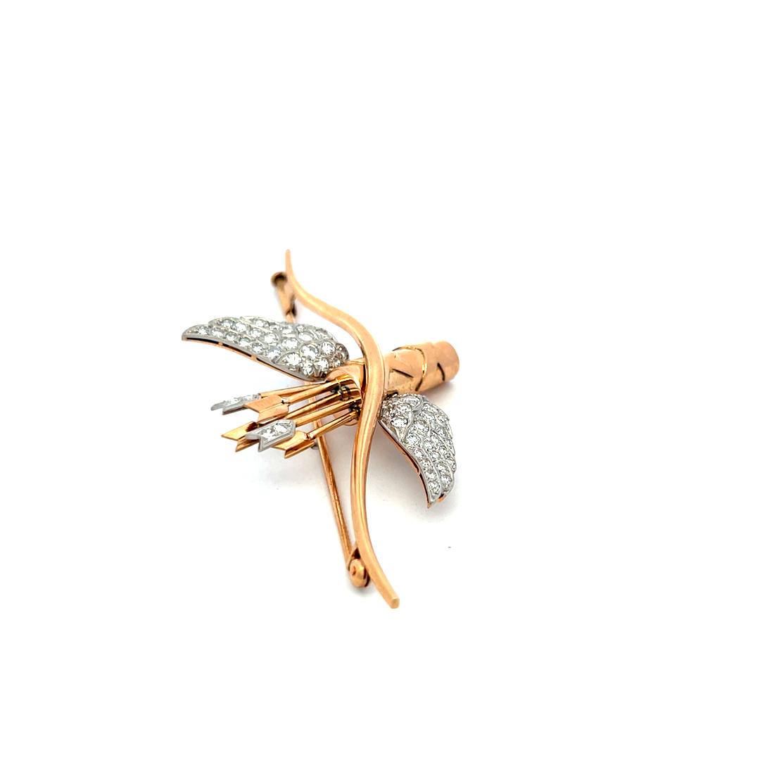 1.19 Carat Circular Brilliant Cut G VS Diamond 18 Karat Rose Gold Pin Brooch