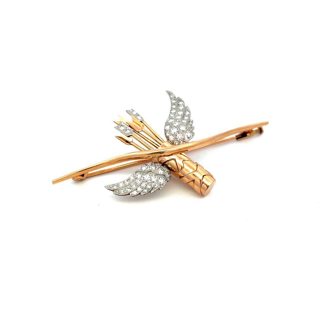 1.19 Carat Circular Brilliant Cut G VS Diamond 18 Karat Rose Gold Pin Brooch