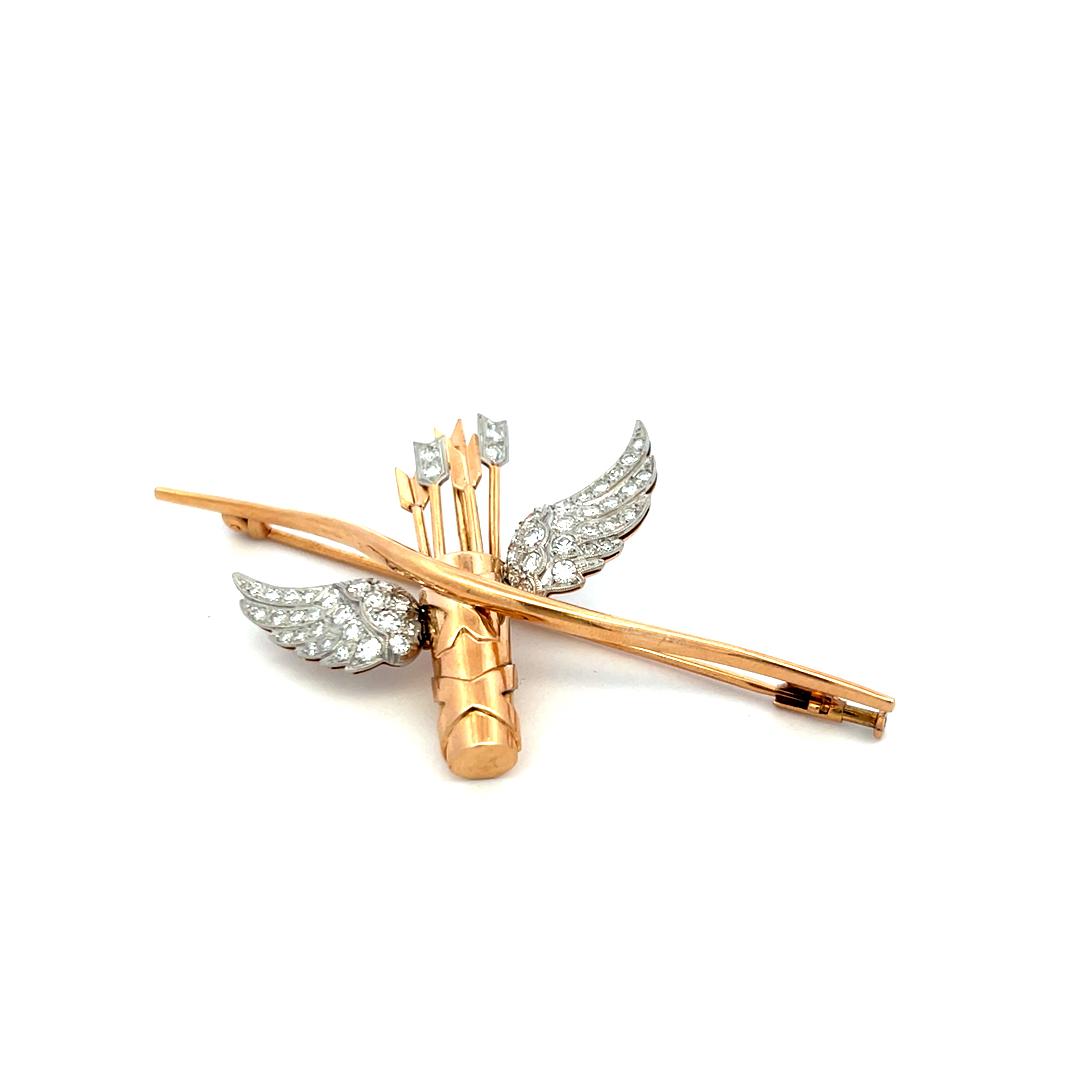 1.19 Carat Circular Brilliant Cut G VS Diamond 18 Karat Rose Gold Pin Brooch