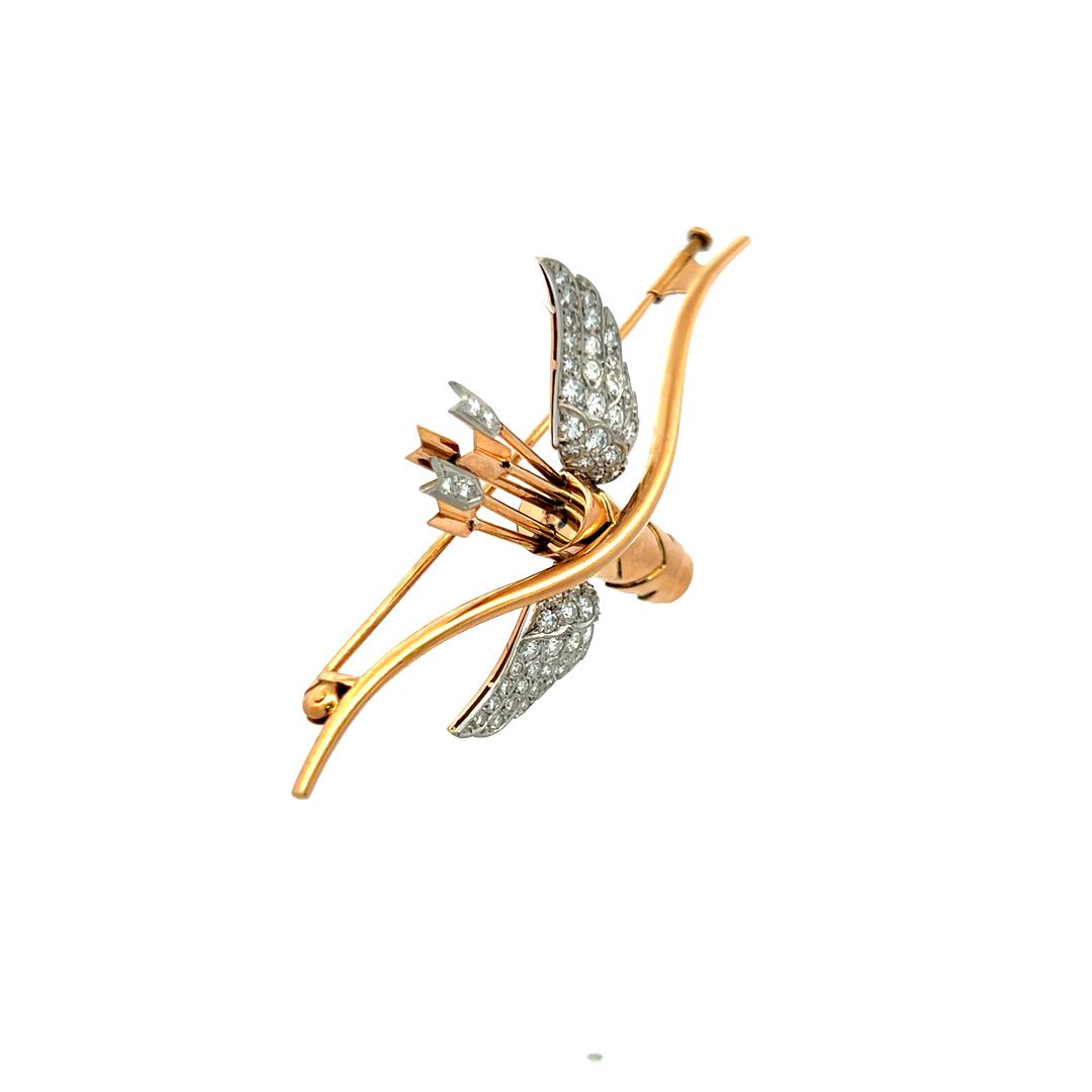 1.19 Carat Circular Brilliant Cut G VS Diamond 18 Karat Rose Gold Pin Brooch