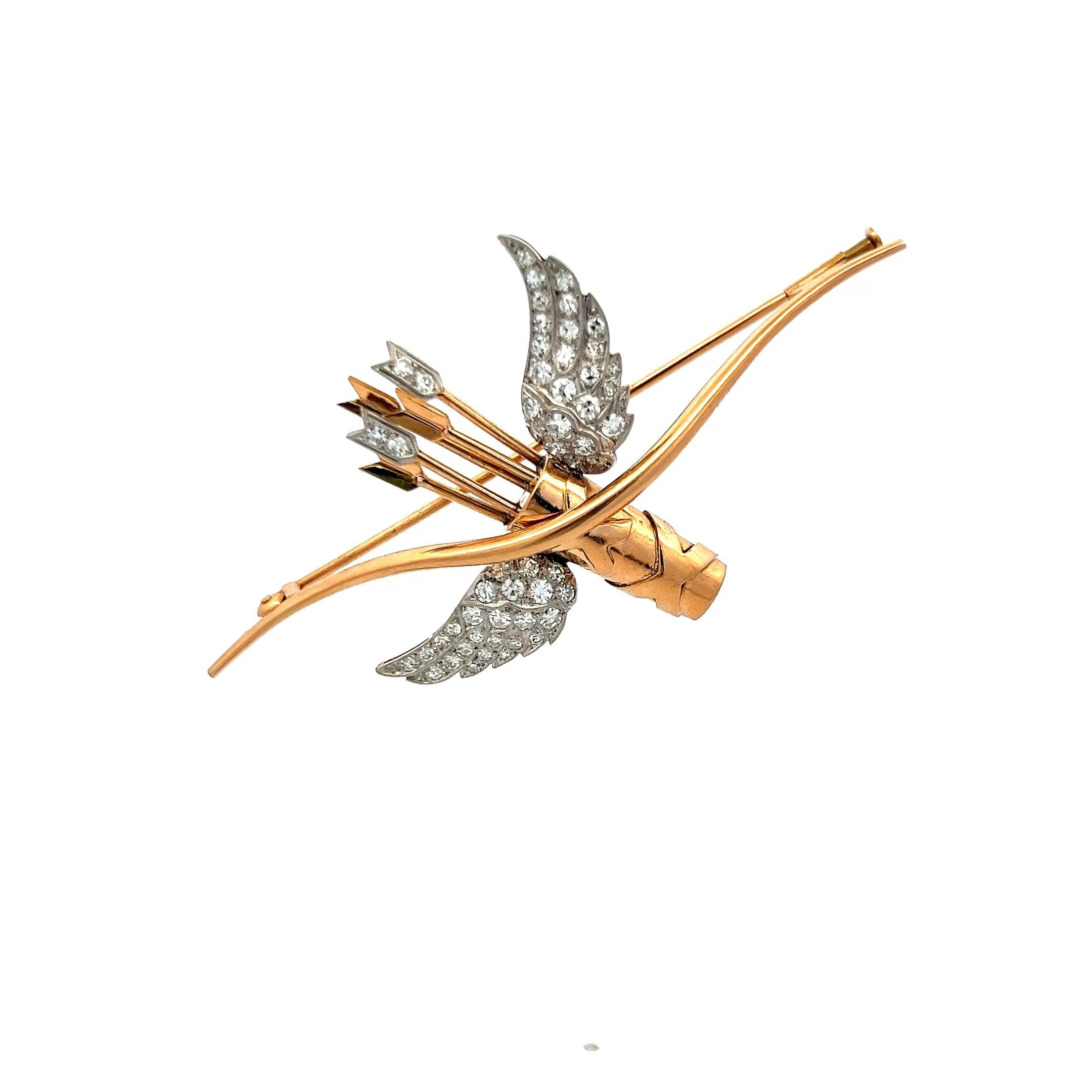 1.19 Carat Circular Brilliant Cut G VS Diamond 18 Karat Rose Gold Pin Brooch
