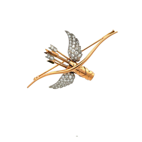 1.19 Carat Circular Brilliant Cut G VS Diamond 18 Karat Rose Gold Pin Brooch