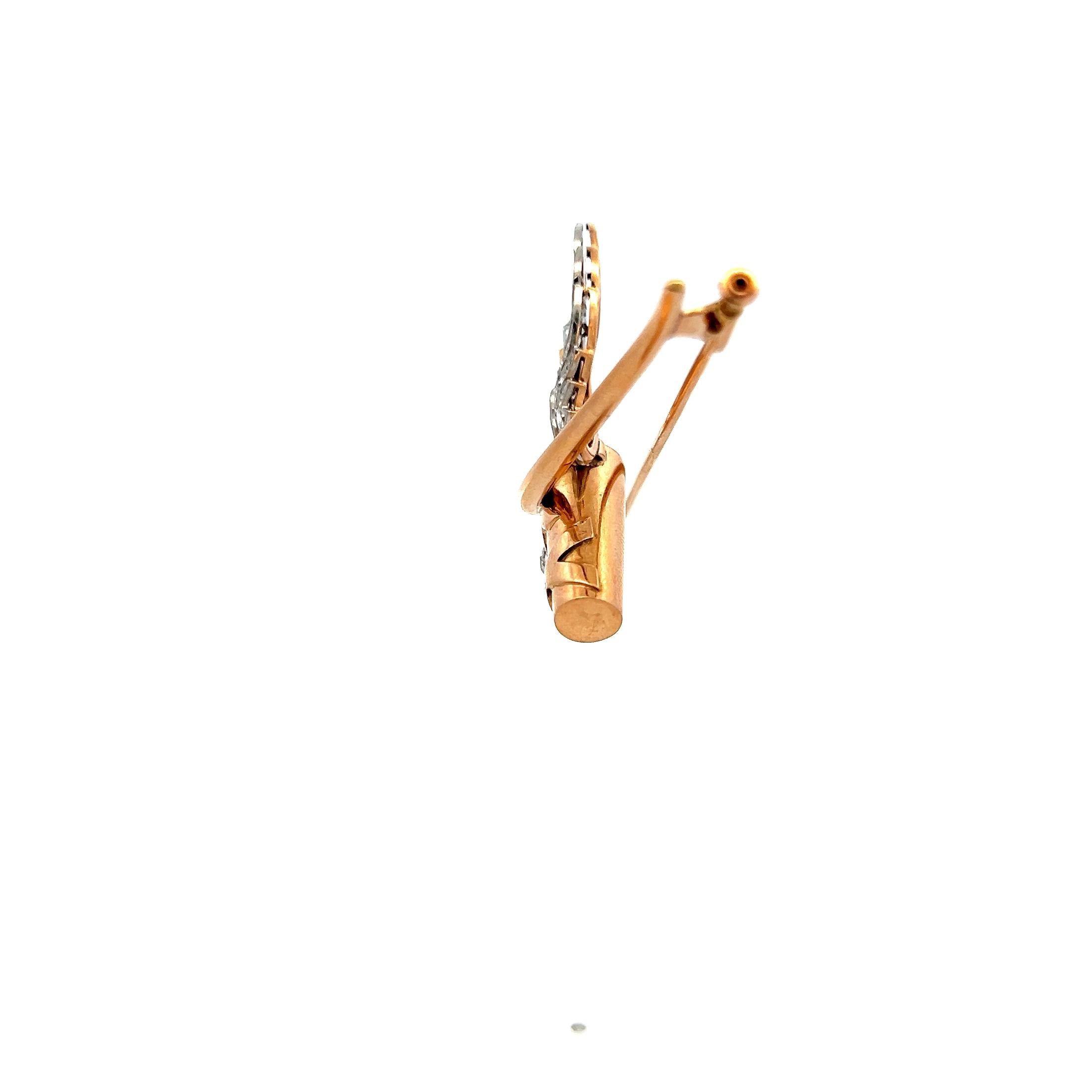 1.19 Carat Circular Brilliant Cut G VS Diamond 18 Karat Rose Gold Pin Brooch