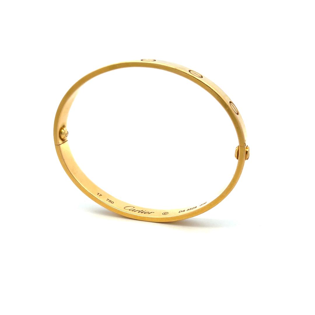 Cartier 18 Karat Yellow Gold Love Bracelet Size 17 6.2MM wide