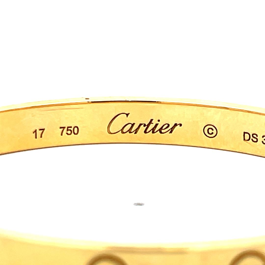 Cartier 18 Karat Yellow Gold Love Bracelet Size 17 6.2MM wide
