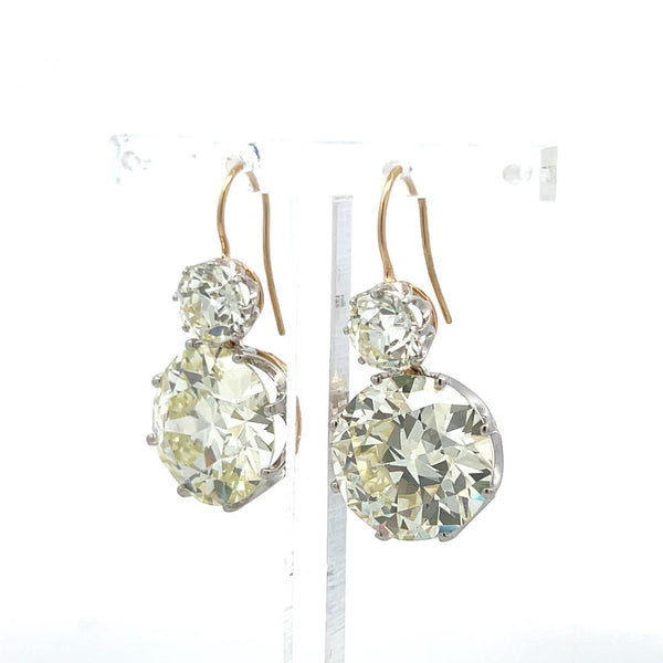 29.26 Carat Circular Brilliant and Old European GIA Diamond 14K YG Earrings