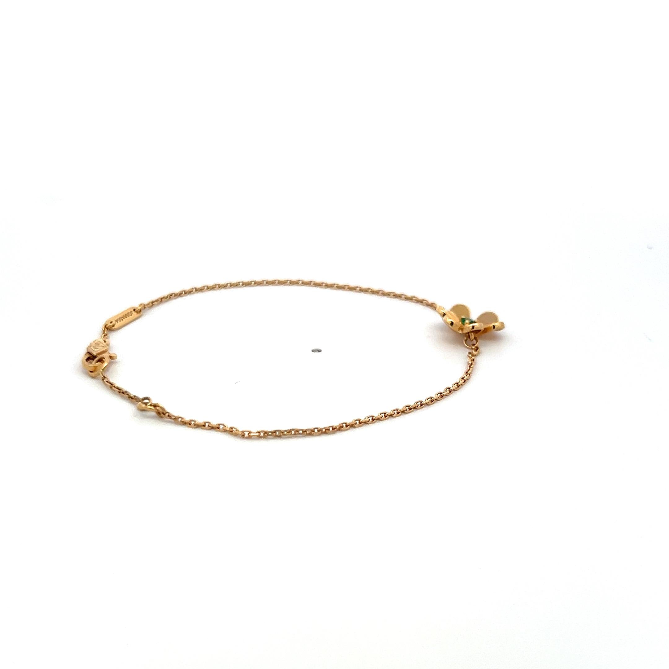 Van Cleef & Arpels 0.03 Carat Round Emerald 18K Yellow Gold Chain Bracelet