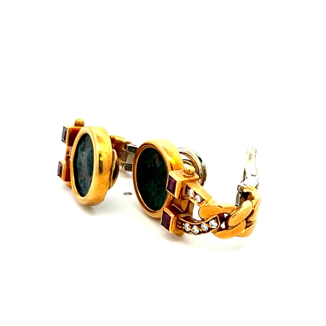 Fred 0.20 Carat Ruby 0.12 Carat Round Diamond 18K Yellow Gold Clip On Earrings