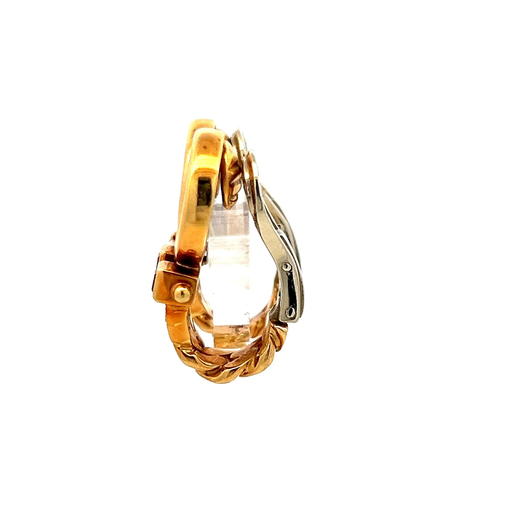 Fred 0.20 Carat Ruby 0.12 Carat Round Diamond 18K Yellow Gold Clip On Earrings