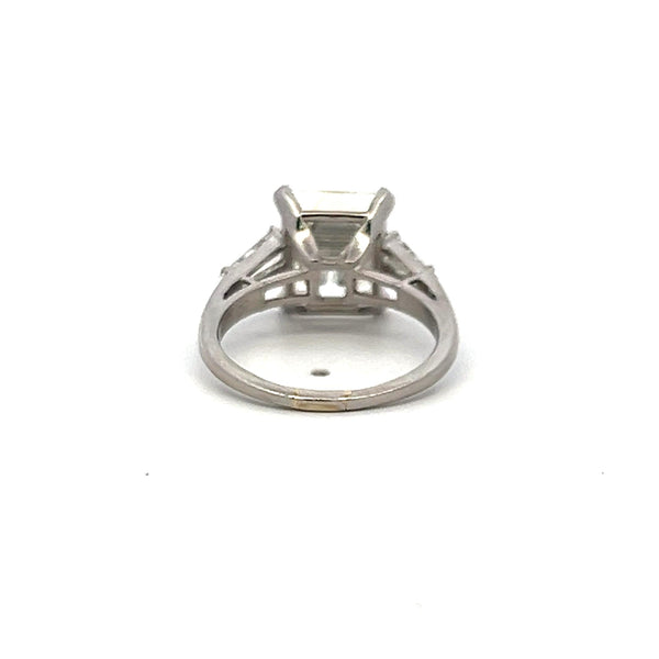 5.99 Carat Emerald Cut and Tapered Baguette Diamond Platinum Engagement Ring