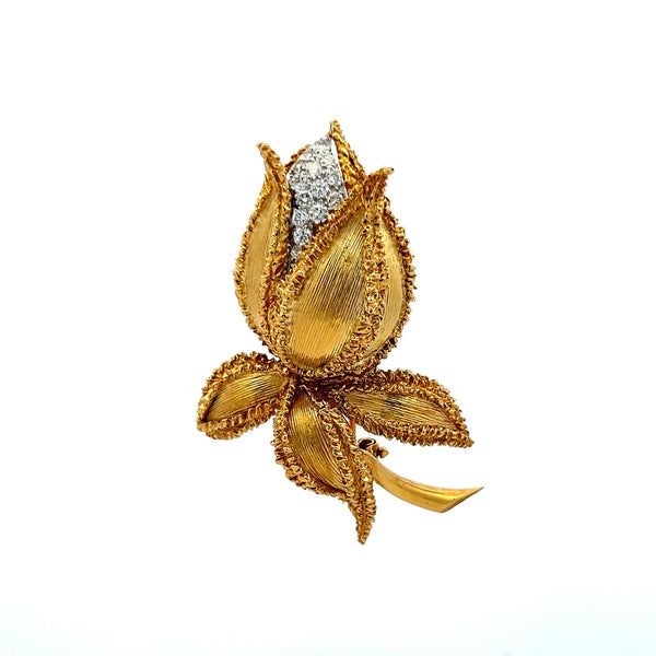Kucninsky 0.45 Carat Round Brilliant Diamond 18 Karat Yellow Gold Pin Brooch