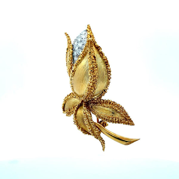 Kucninsky 0.45 Carat Round Brilliant Diamond 18 Karat Yellow Gold Pin Brooch