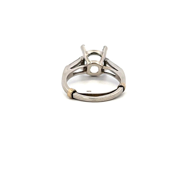 0.30 Carat Tapered Baguette Shape G VS Diamond Platinum Semi Mount Ring