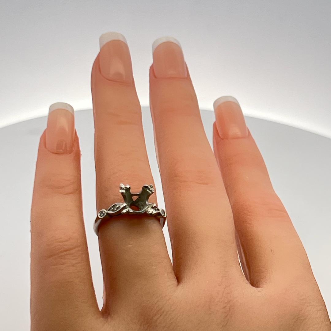 0.10 Carat Old European Cut H SI Diamond Platinum Semi Mount Ring