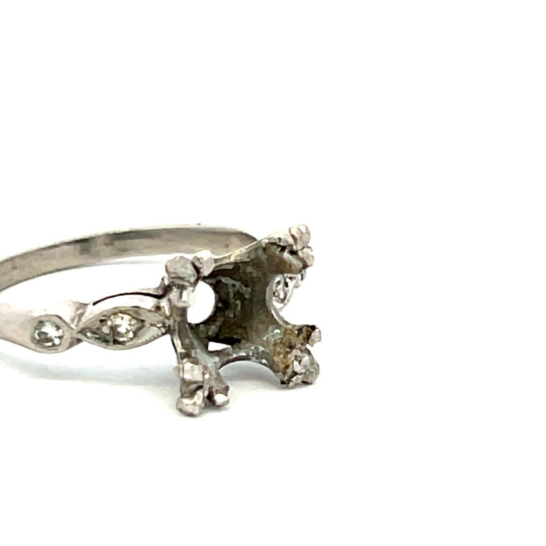 0.10 Carat Old European Cut H SI Diamond Platinum Semi Mount Ring