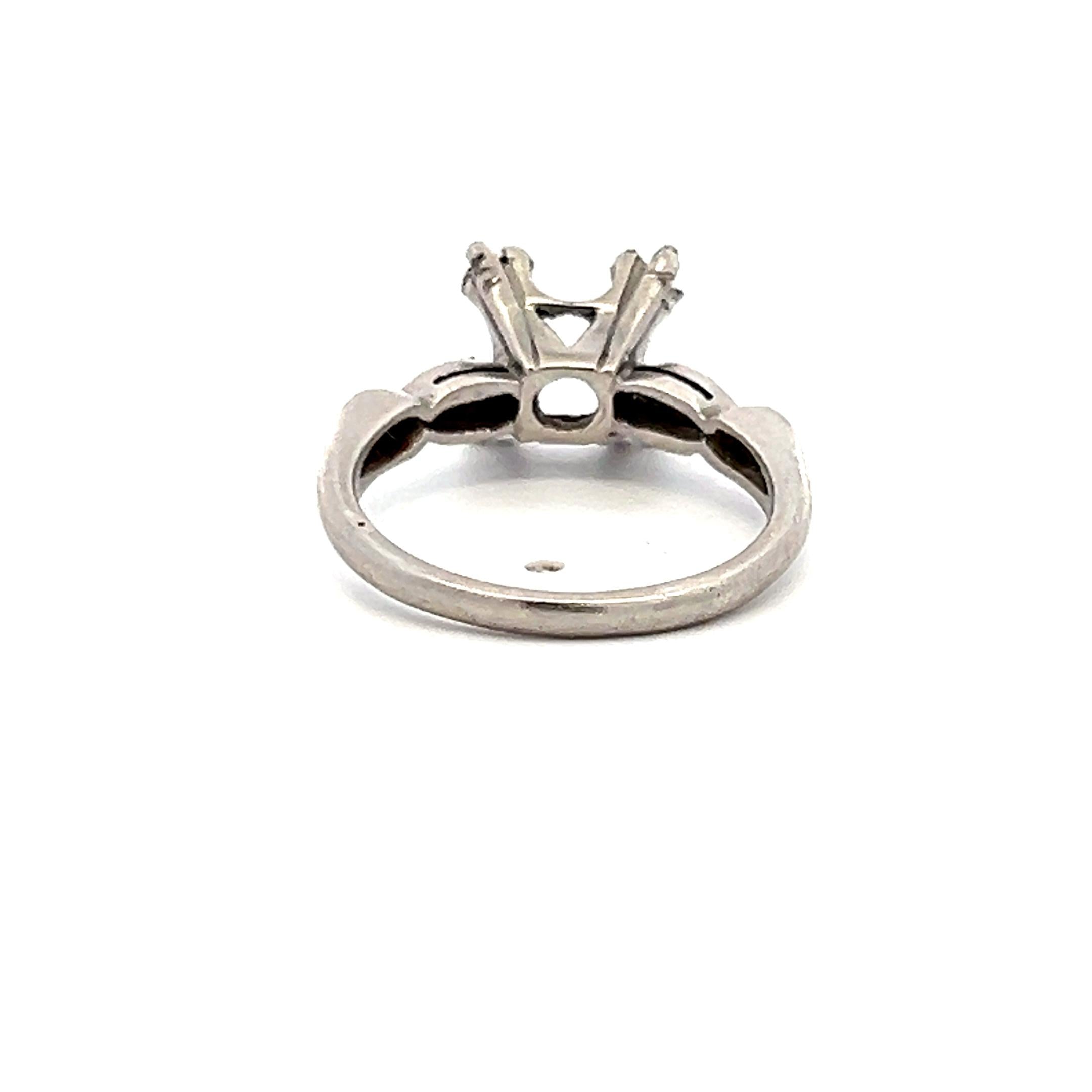 0.10 Carat Old European Cut H SI Diamond Platinum Semi Mount Ring