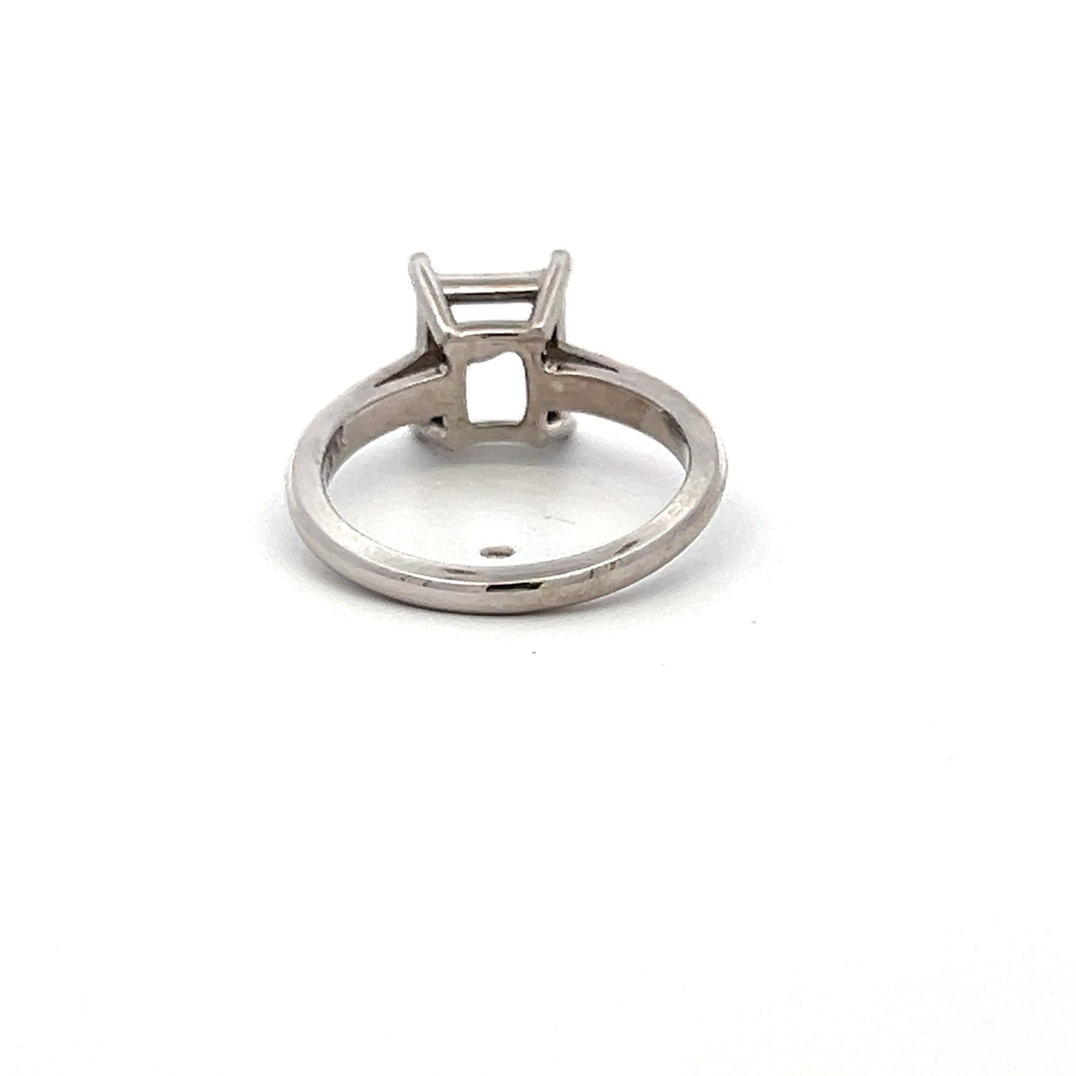 Vintage 4.90 Grams Size 6 Platinum Semi Mount Ring Holds 3 carat stone