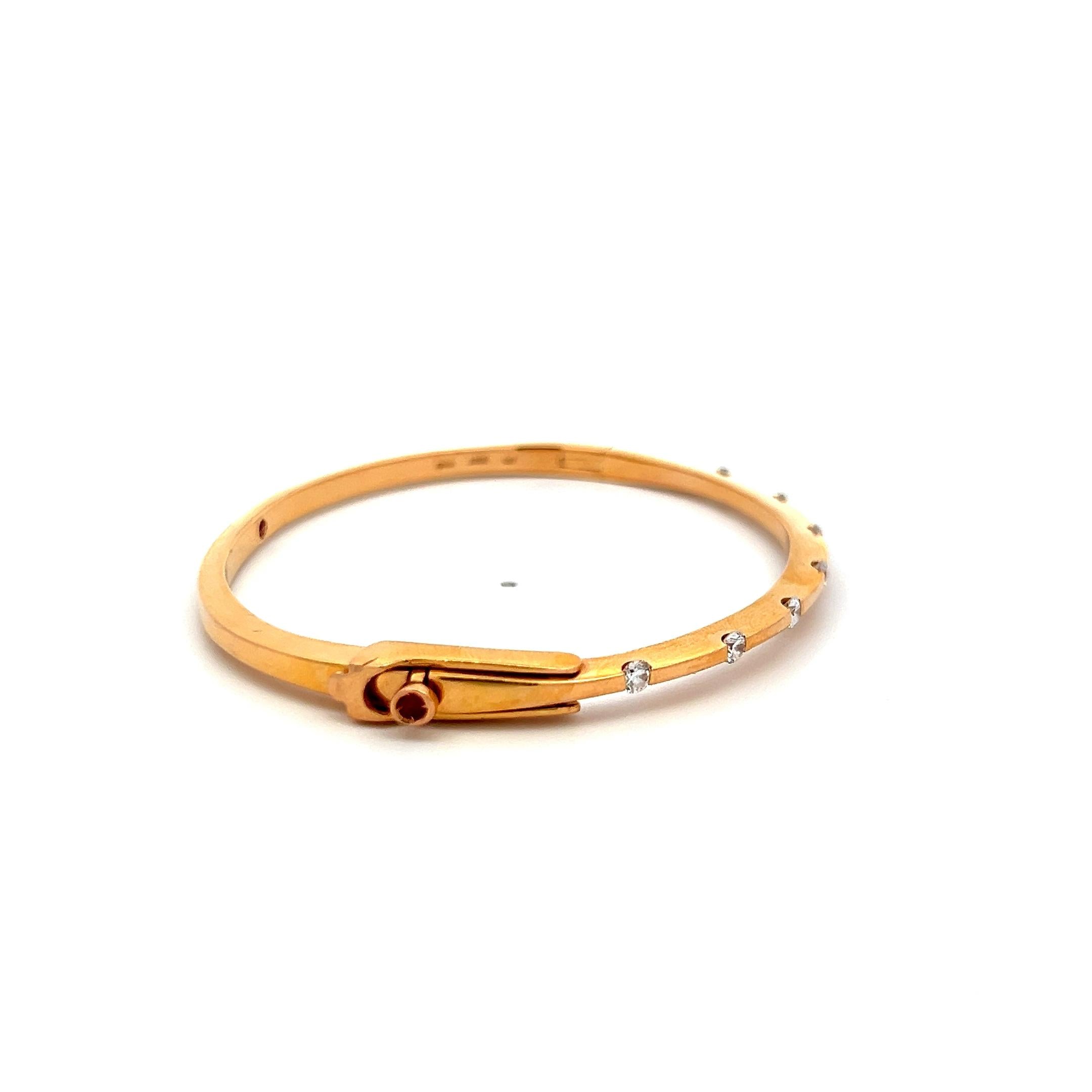 Roberto Coin 0.45 Carat Round Diamond and Ruby 18K Yellow Gold Bangle Bracelet