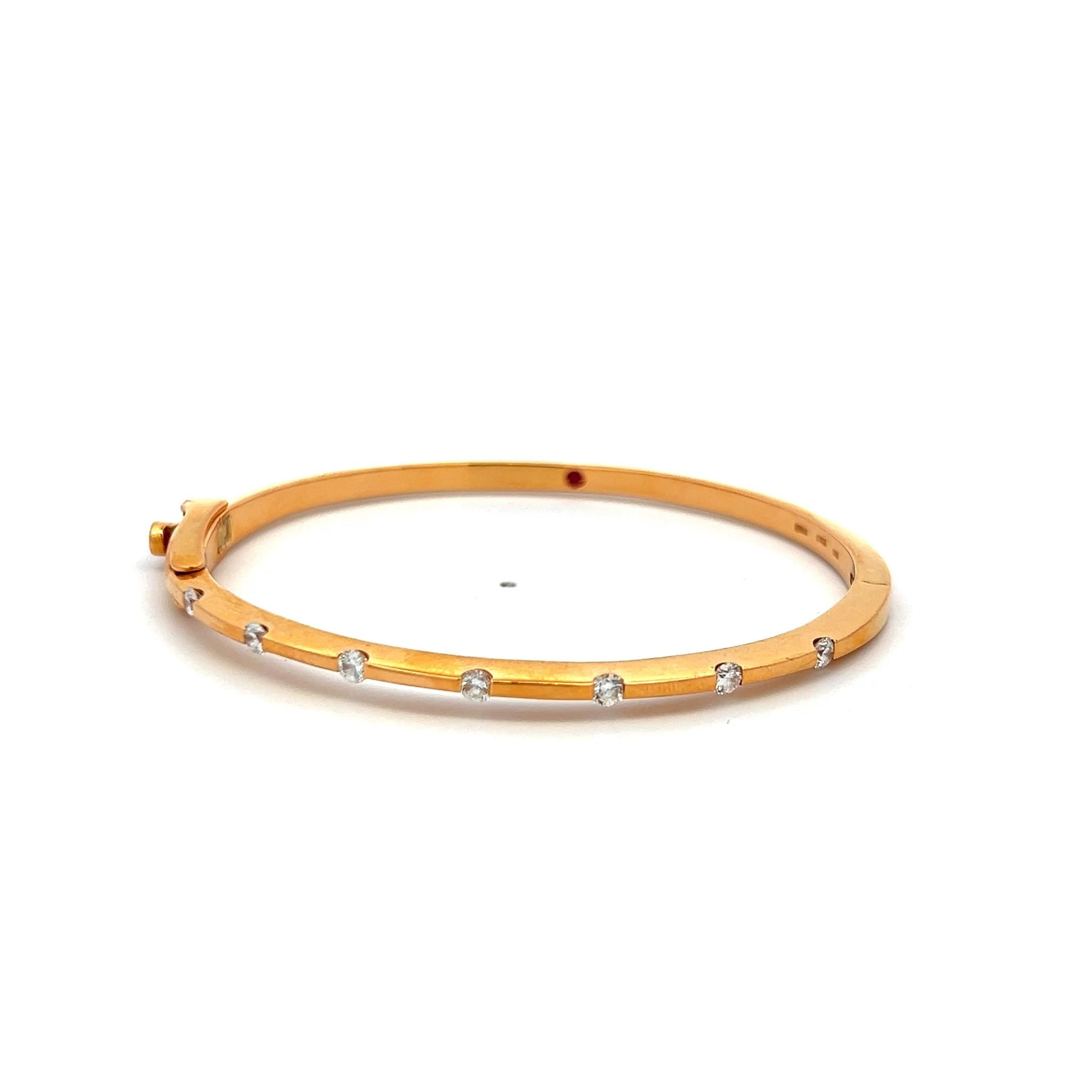 Roberto Coin 0.45 Carat Round Diamond and Ruby 18K Yellow Gold Bangle Bracelet