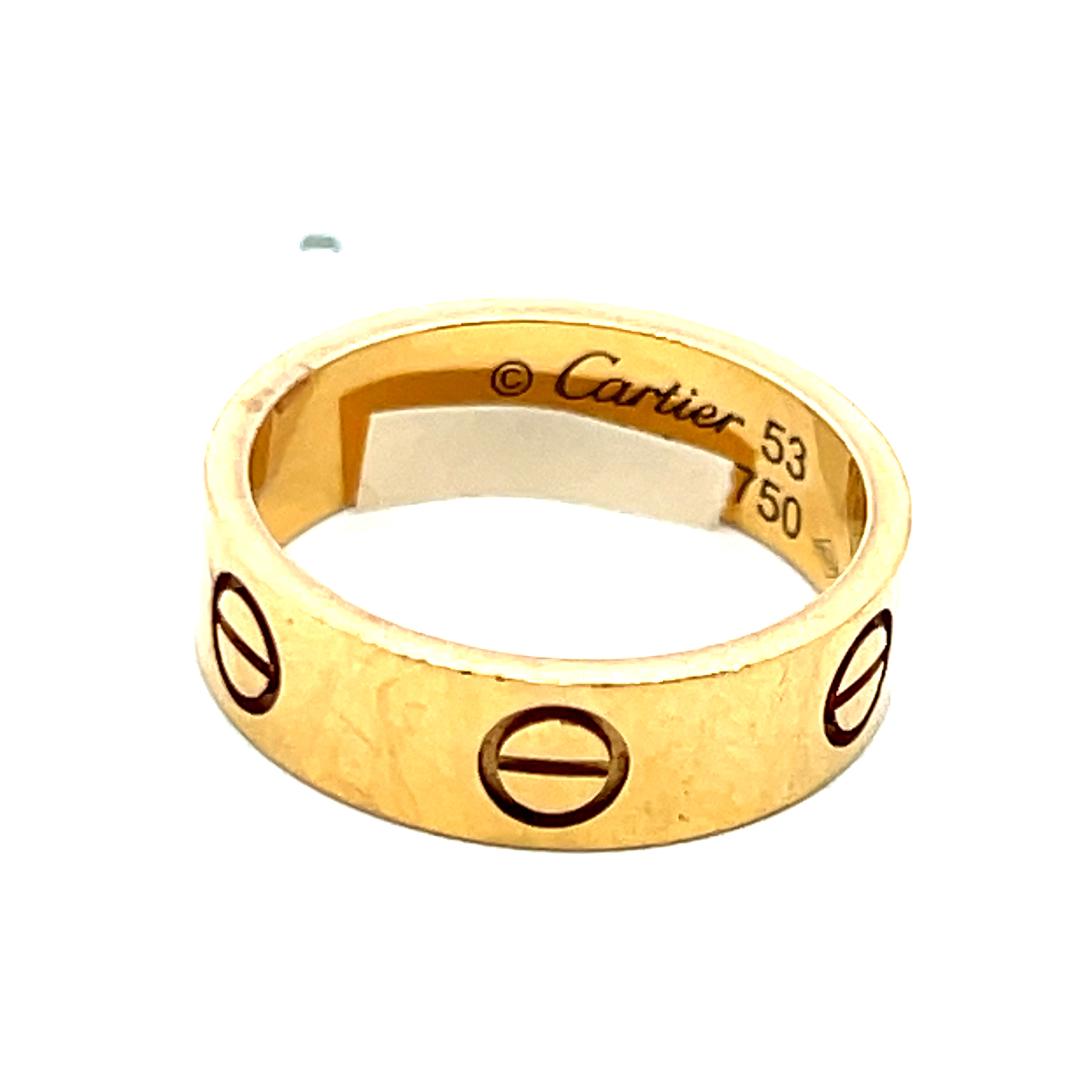 Cartier Vintage 6.00 Grams Size 6.25 18 Karat Yellow Gold Love Ring