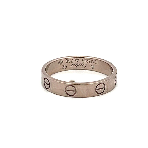 Cartier 18 Karat White Gold Love Ring Size 6 3.6MM wide