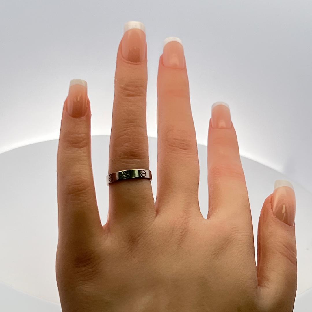 Cartier 18 Karat White Gold Love Ring Size 6 3.6MM wide