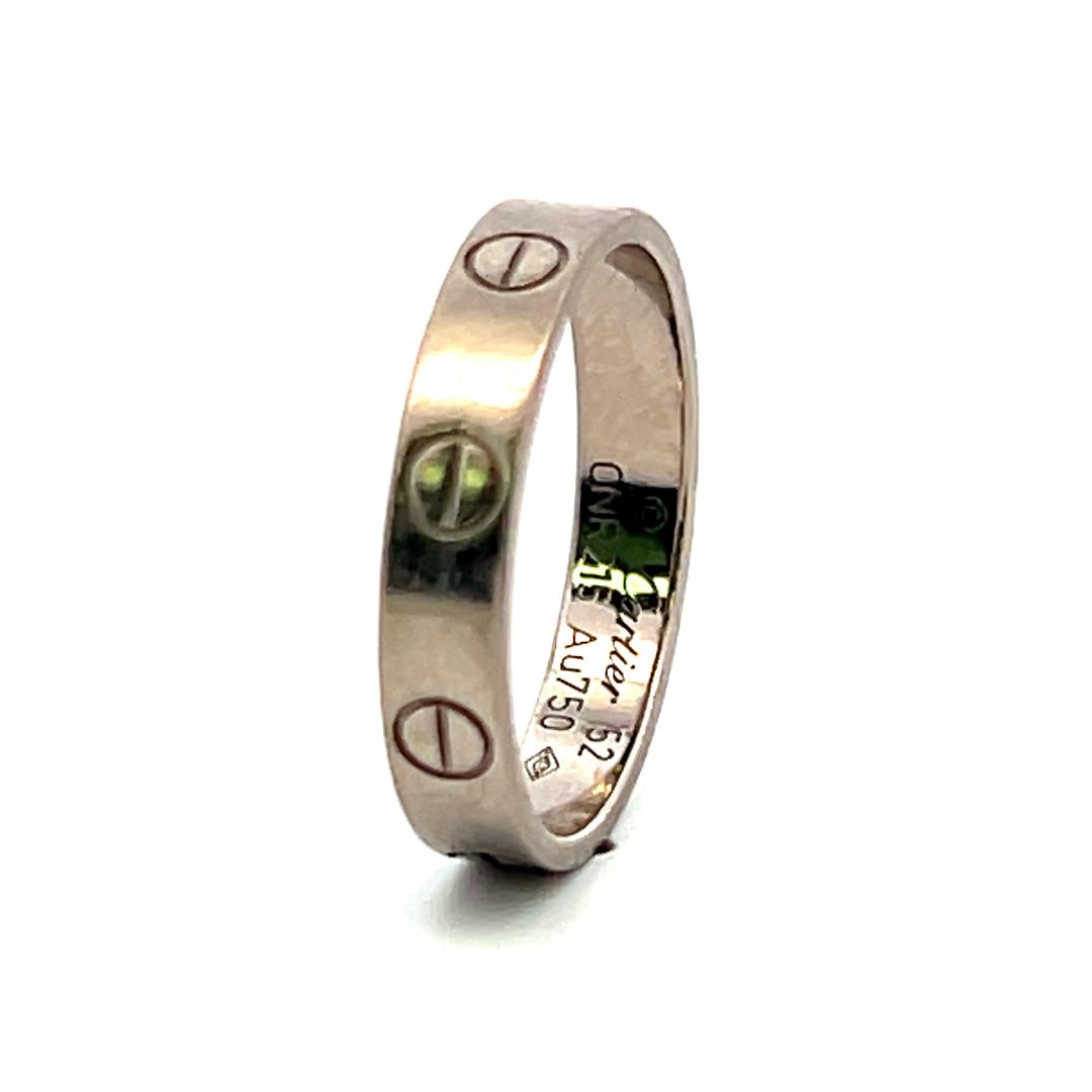Cartier 18 Karat White Gold Love Ring Size 6 3.6MM wide