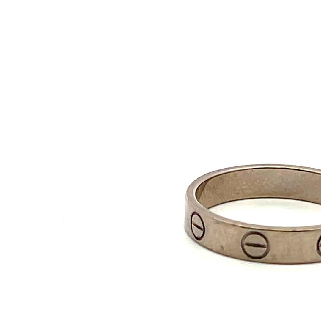 Cartier 18 Karat White Gold Love Ring Size 6 3.6MM wide