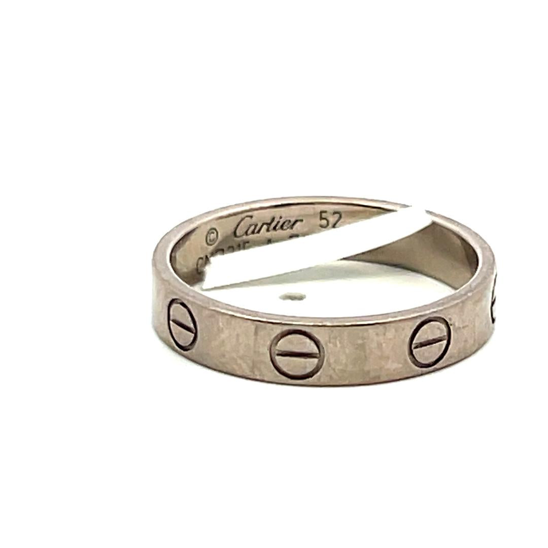 Cartier 18 Karat White Gold Love Ring Size 6 3.6MM wide