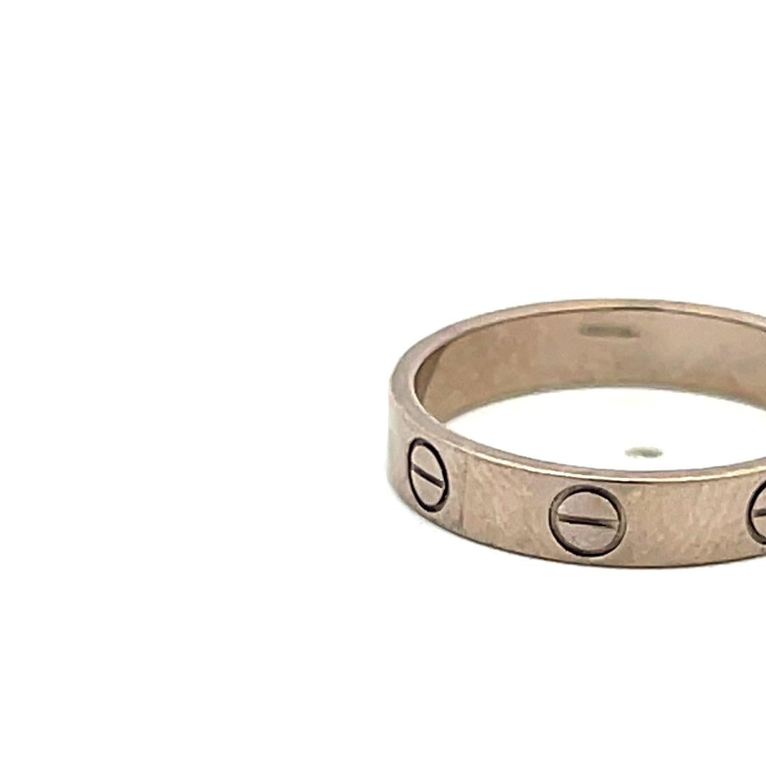 Cartier 18 Karat White Gold Love Ring Size 6 3.6MM wide