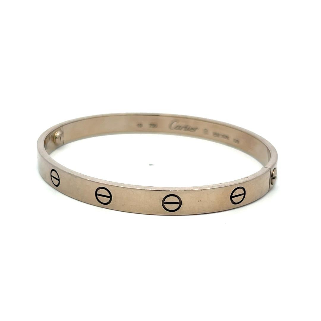 Cartier 18 Karat White Gold Love Bracelet Size 19 with Certificate