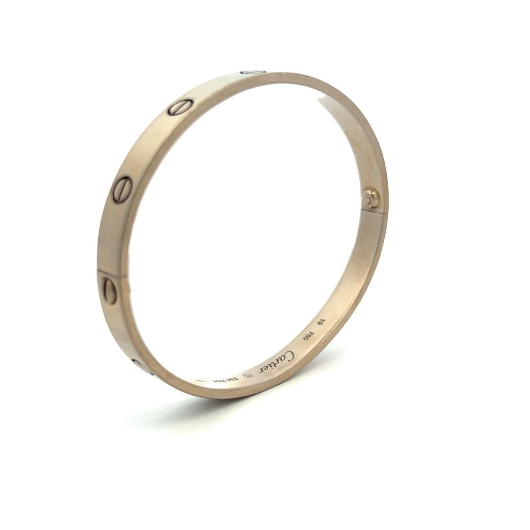 Cartier 18 Karat White Gold Love Bracelet Size 19 with Certificate