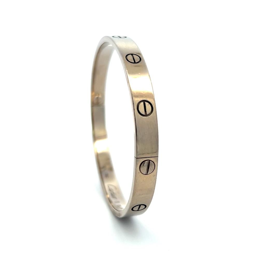 Cartier 18 Karat White Gold Love Bracelet Size 19 with Certificate