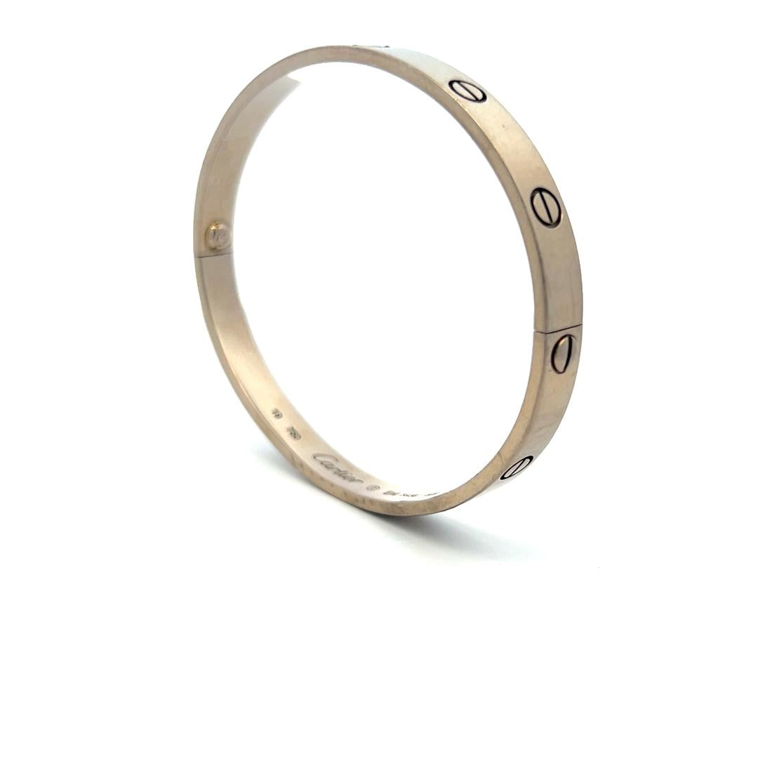 Cartier 18 Karat White Gold Love Bracelet Size 19 with Certificate