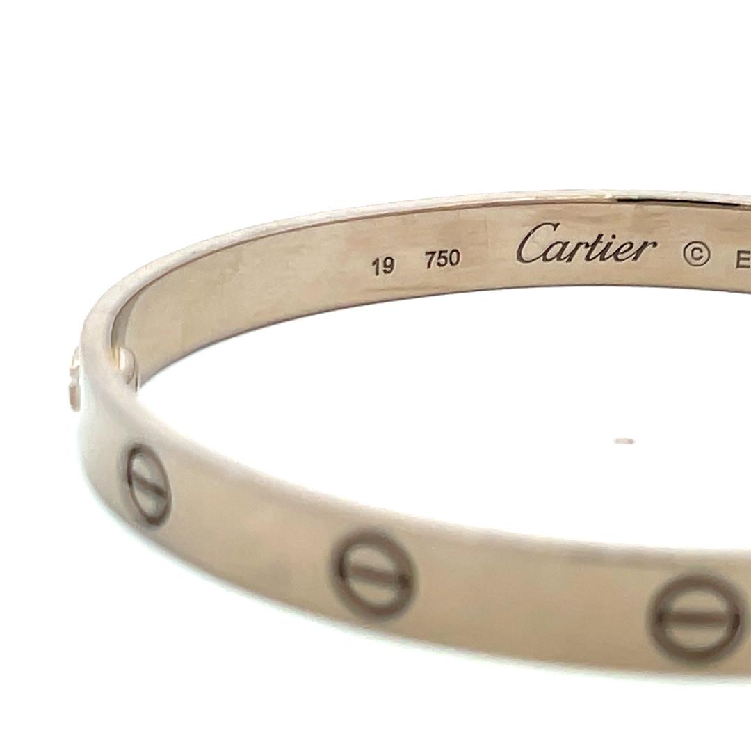 Cartier 18 Karat White Gold Love Bracelet Size 19 with Certificate