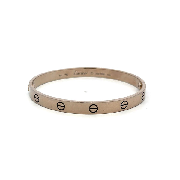 Cartier 18 Karat White Gold Love Bracelet Size 19 with Certificate