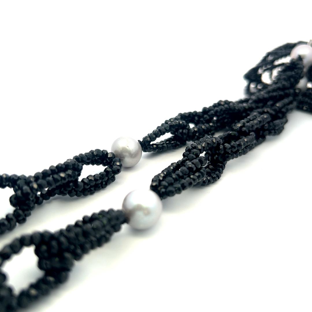 Vintage 18 Karat White Gold Beaded Necklace with 12.5MM Pearls and .85ct Diamond