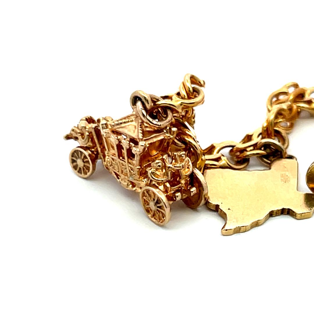 Vintage 18 Karat Yellow Gold Charm Bracelet 35.3 Grams 6.5 Inch