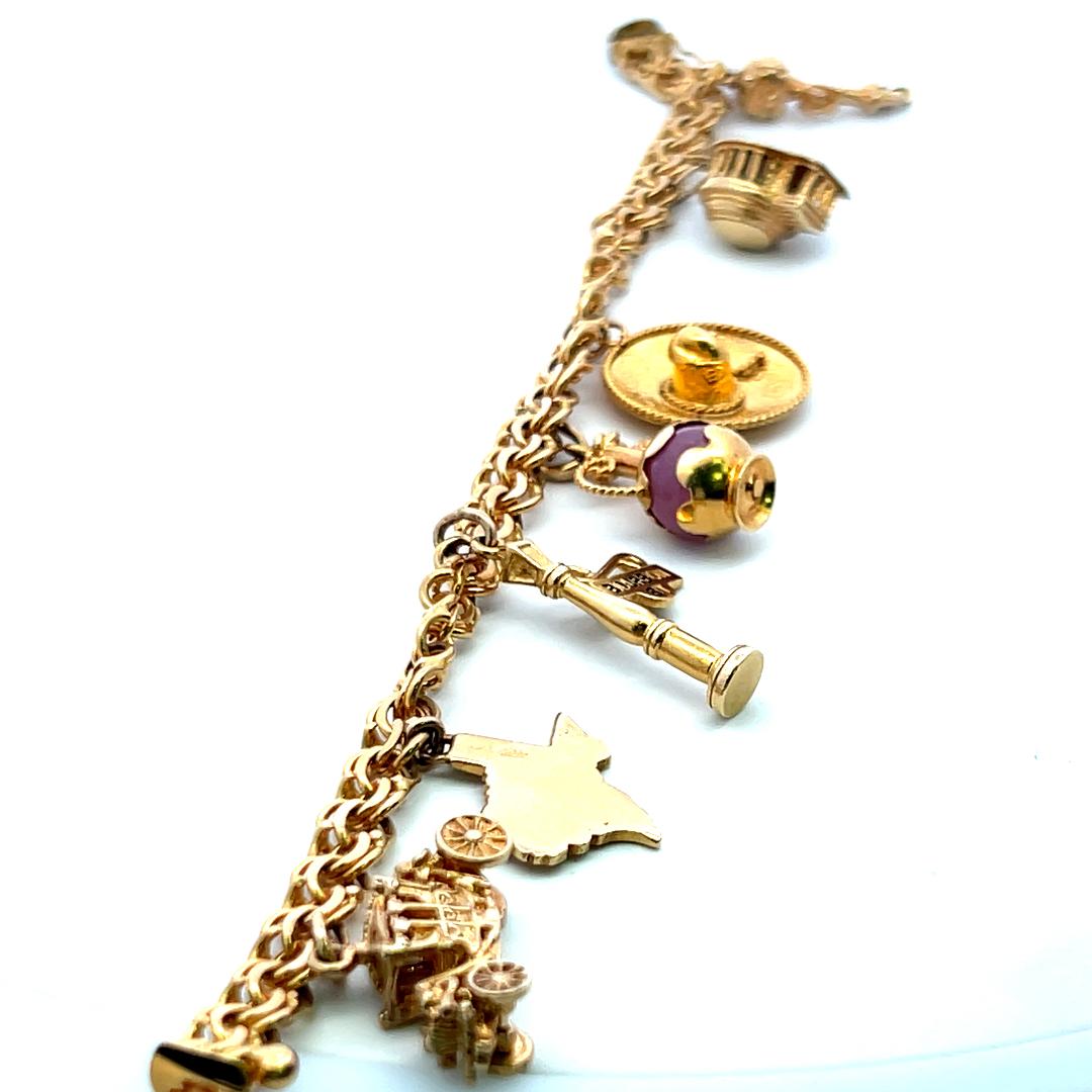 Vintage 18 Karat Yellow Gold Charm Bracelet 35.3 Grams 6.5 Inch